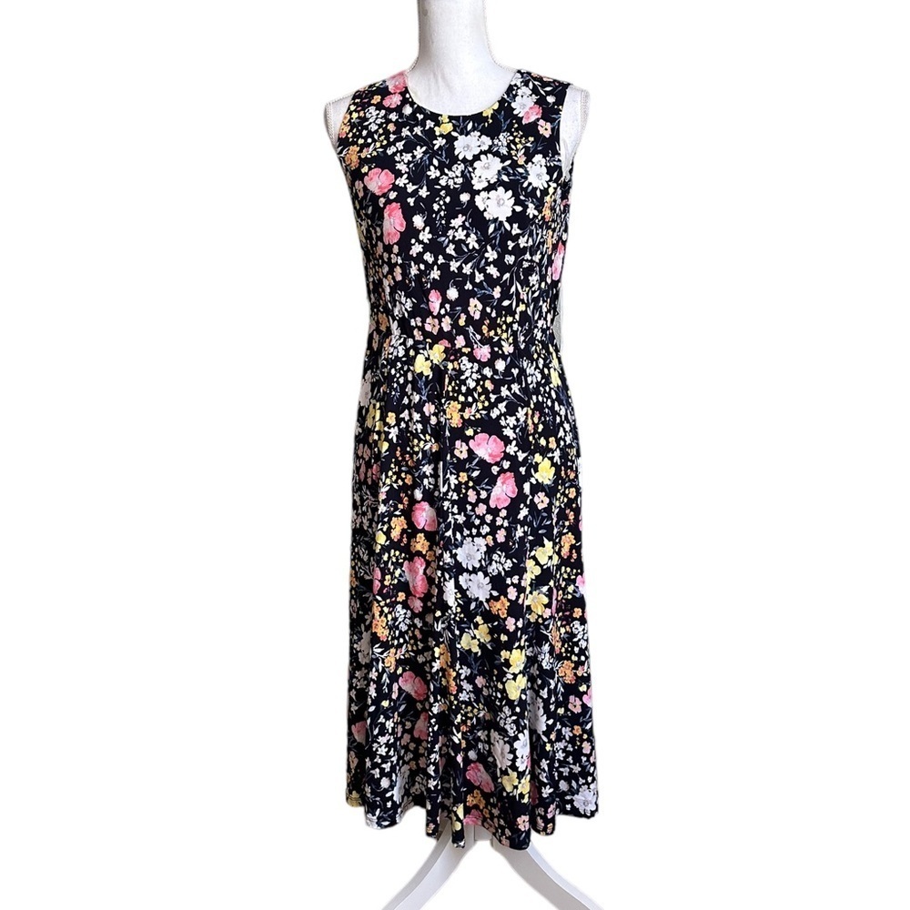 Shelby & Palmer Floral Navy Coral Midi Dress Size Small